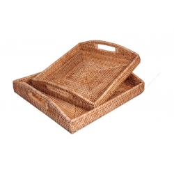 Plateaux carrés naturel (Set de 2)