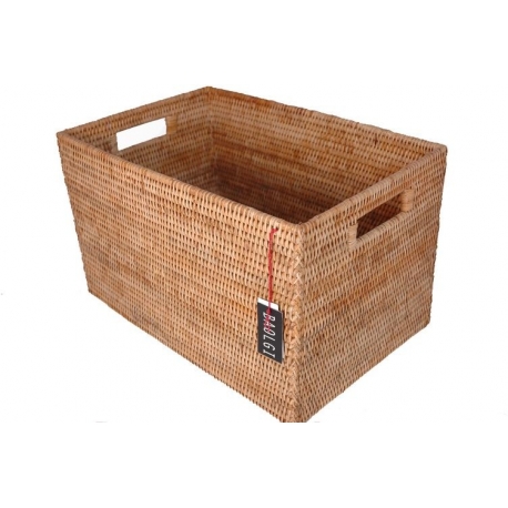 Panier Rangement Rotin Naturel SUMTree - 28x28x15cm, Poignées, Pour Fruits, Linge, Décoration Maison !