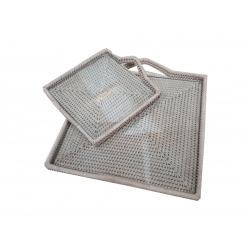 Square trays with glass (2)