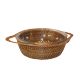 Deep round dish in pyrex and rattan