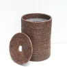 Poubelle cylindrique M marron avec un insert en plastique et un couvercle