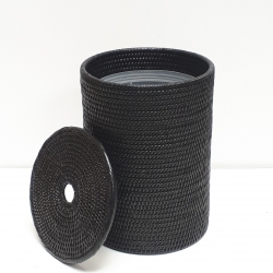 Poubelle cylindrique + insert en plastique et couvercle M noir