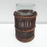Lanterne cylindrique avec une anse centrale M marron
