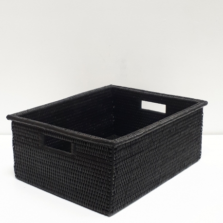 Black rectangular basket with wide edges M