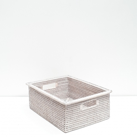 White rectangular basket with wide edges S