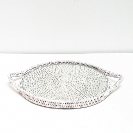White round tray with glass dish M