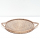 Natural round tray with glass dish M