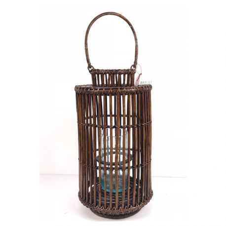 Natural cylindrical lantern with central handle M
