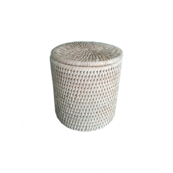 Round basket with cover rattan 