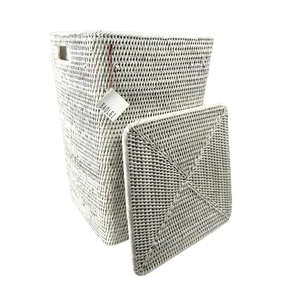 Panier à linge carré évasé + sac en coton  L blanc EDITION SPECIALE
