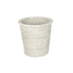 Poubelle salle de bain rotin Blanc petite
