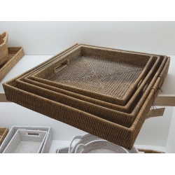 Plateaux petit Déjeuner set de 4 rotin﻿