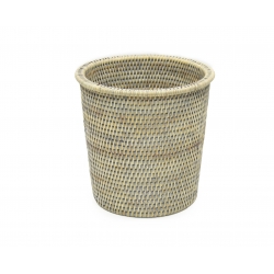 Poubelle salle de bain rotin Blanc petite