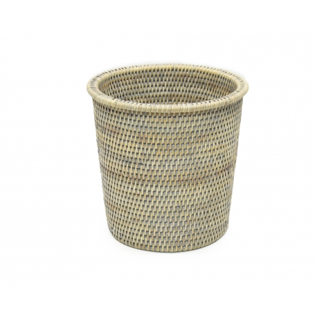 Poubelle salle de bain rotin Blanc petite