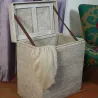 Low rectangular laundry basket with lid