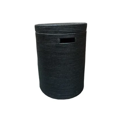 Panier à linge rond + couvercle L noir 