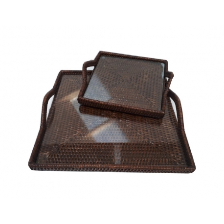 Square trays with glass (2)